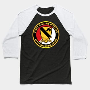 1st Cavalry Div - Red White - Operations Desert Shield Baseball T-Shirt